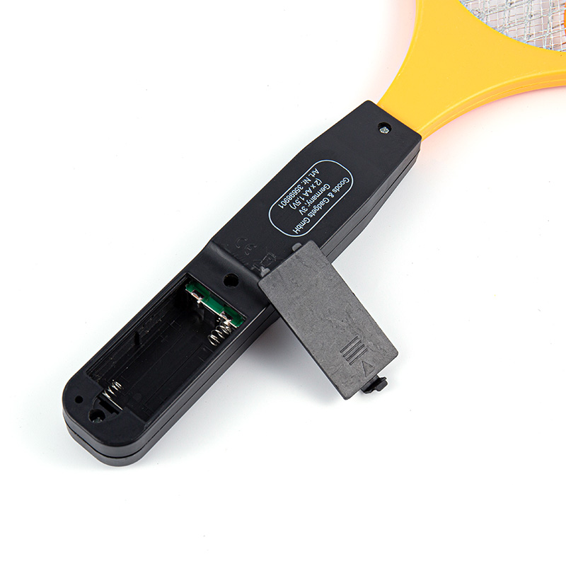 Auffällige elektrische Mückenklatsche mit orangefarbenem Rahmen und Sicherheit